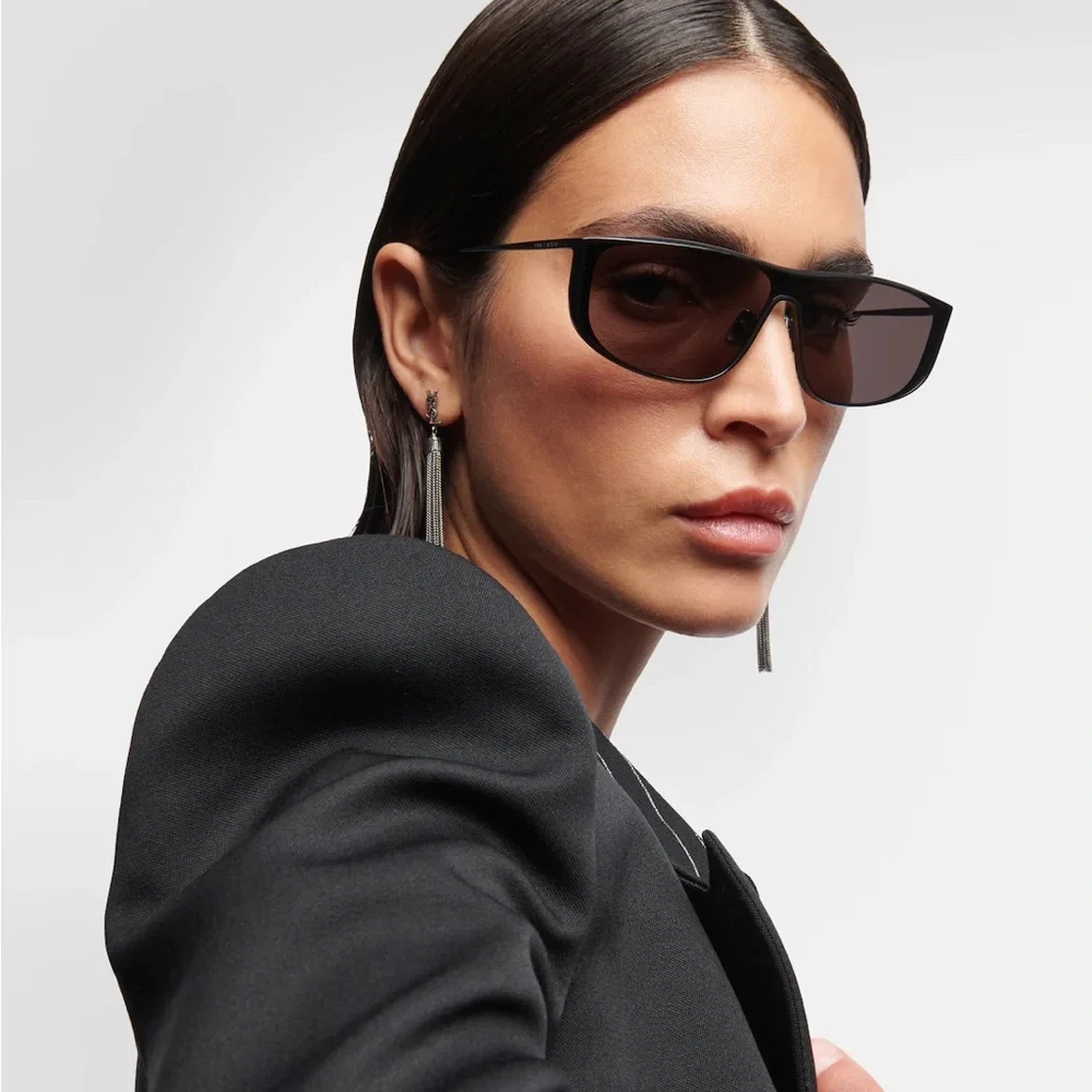NEW SAINT LAURENT SL605 LUNA 002 SILVER SUNGLASSES SL 605 SHIELD